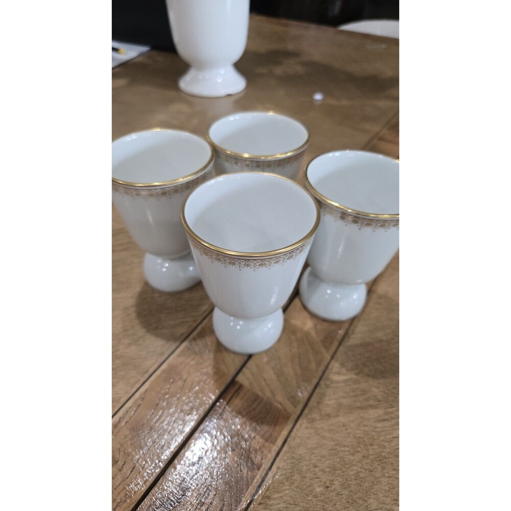 Antique L. Bernardaud Limoges Porcelain Egg Cups Gold Gilt Higgins & Seiter NY